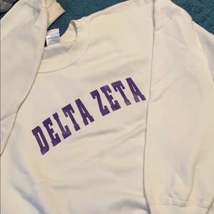 White Delta Zeta Crew Neck Sweater, Medium